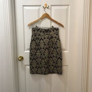 Black and Metallic Brocade Skirt